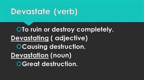 decastation|devastation noun .